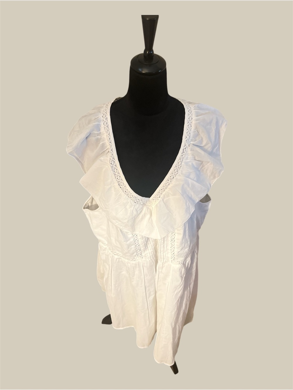H&M White Ruffled V-Neck Midi Dress
